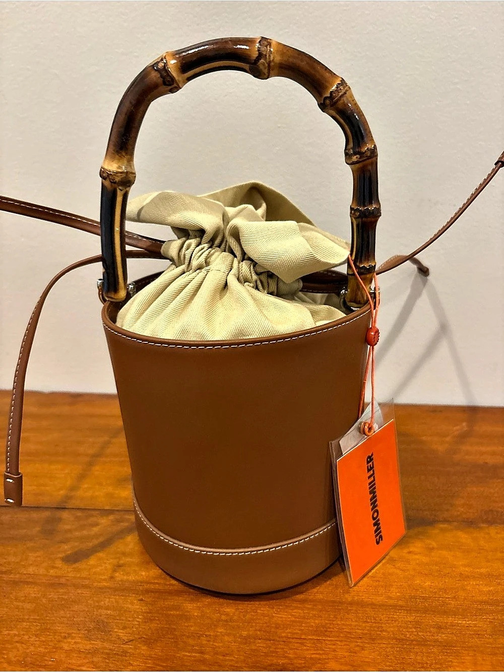Simon Miller Bonsai Bucket Bag Brown Bamboo Handle Bucket Bag NWT